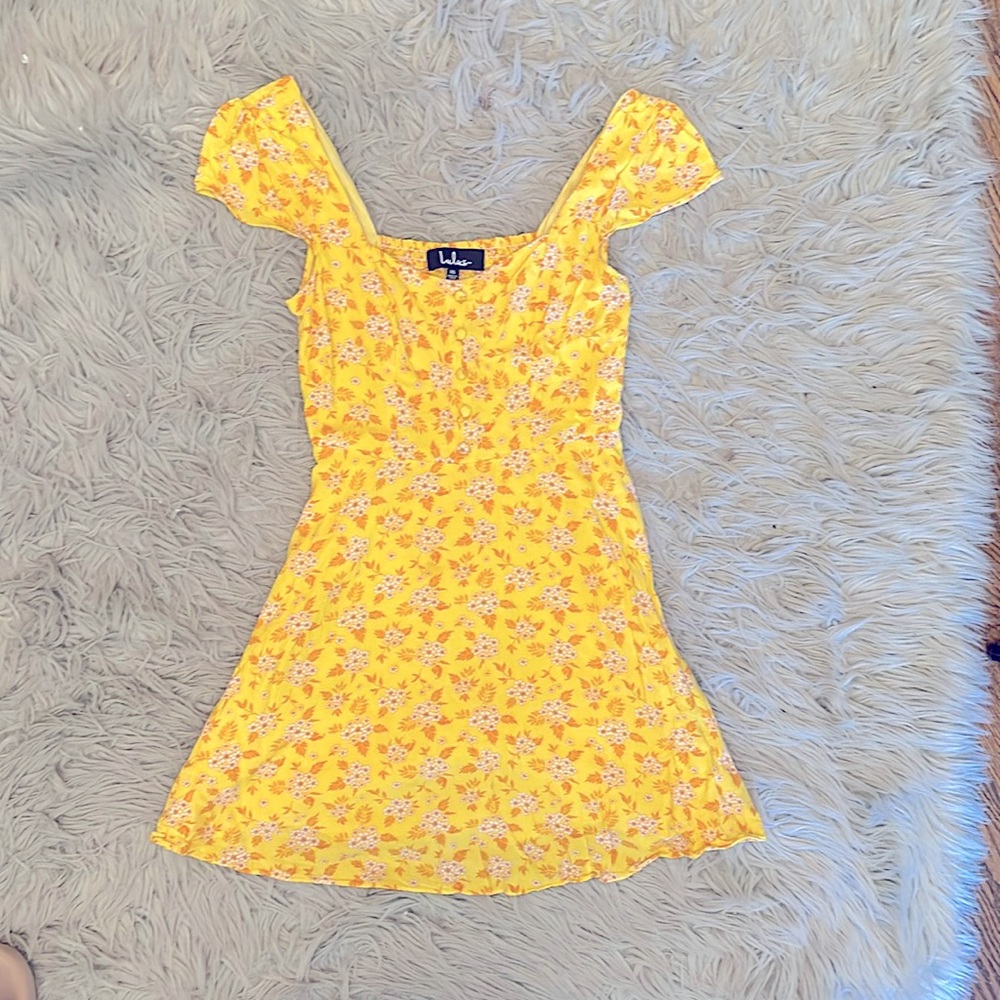 COPY - Lulus Passion Project Yellow Floral Print Mini Dress